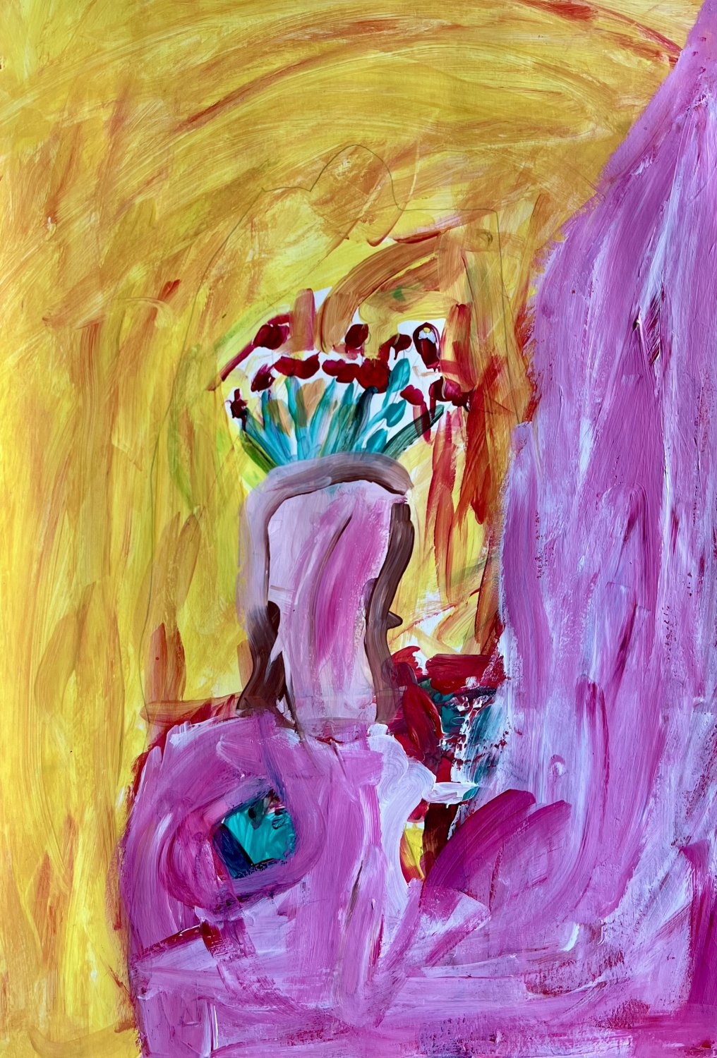 Praca malarska studium martwej natury namalowana na zajęciach malarstwa.