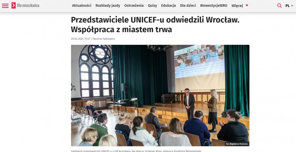 Przedstawiciele UNICEF-u odwiedzili Wrocław. Współpraca z miastem trwa