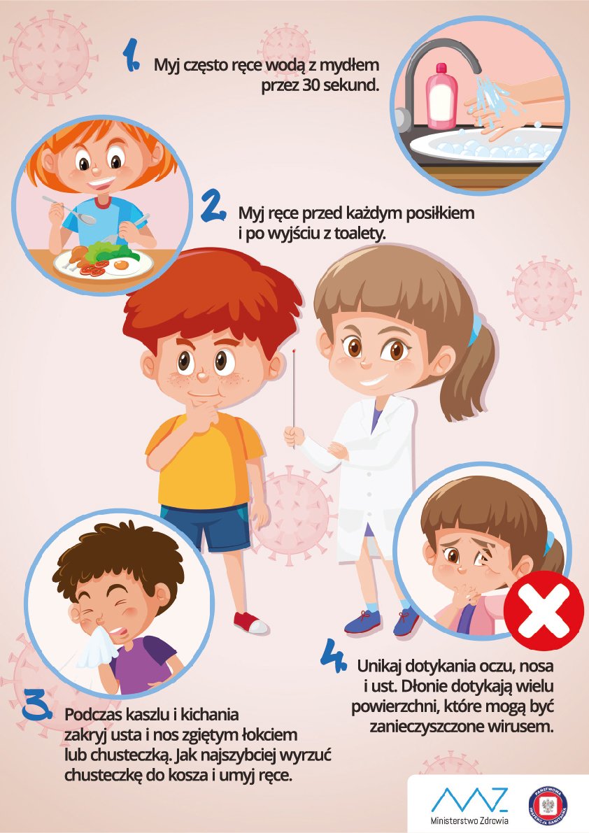Instrukcja  dla dzieci jak zachować higienę w związku z koronawirusem.