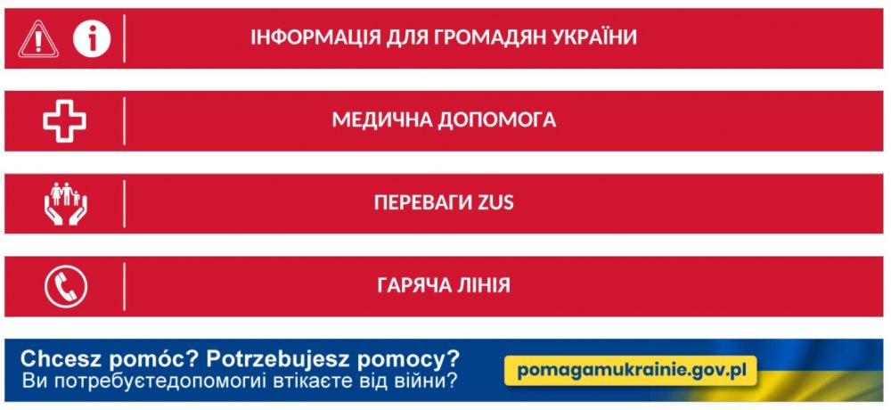 Screen strony gov.pl Інформація про перебування в Польщі осіб, які втікають з України