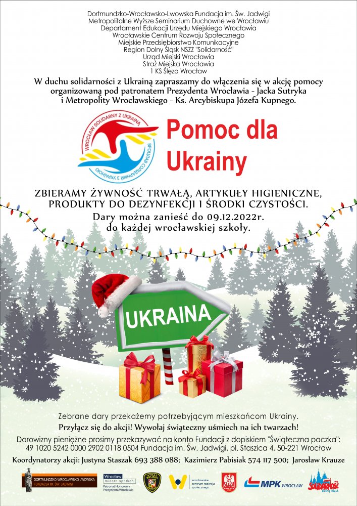 Plakat pomocy dla Ukrainy: Świąteczna Paczka