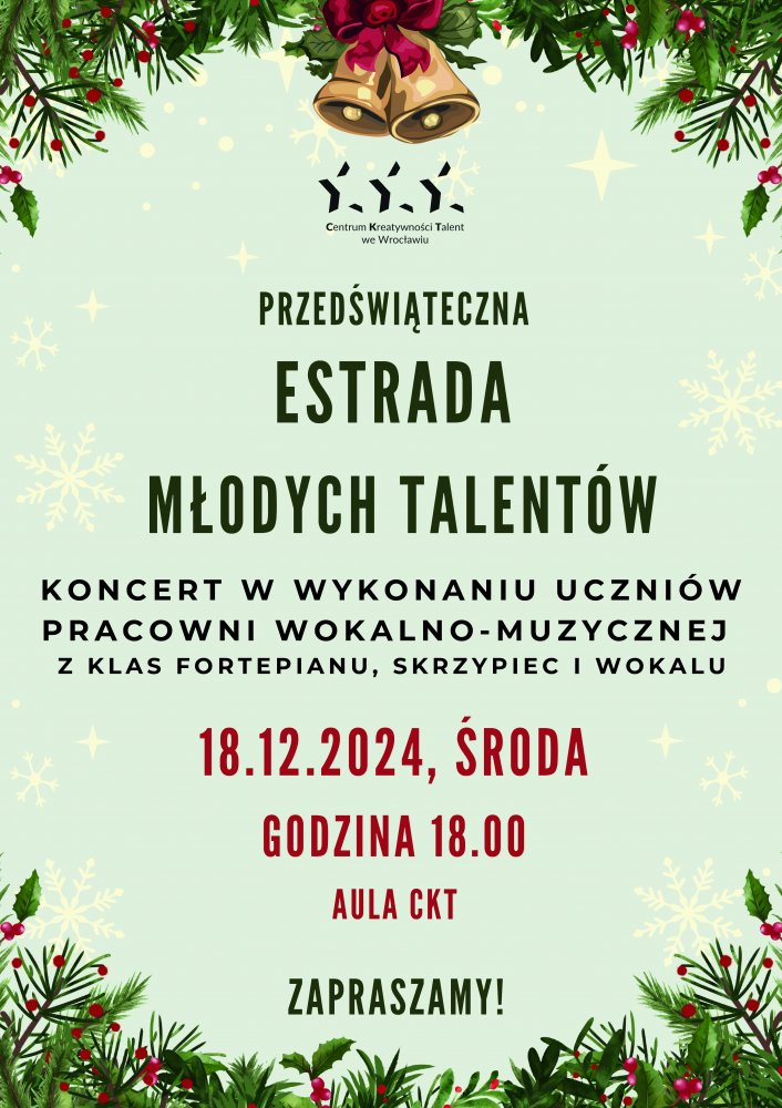 plakat zapraszający na koncert młodych talentów w CKT