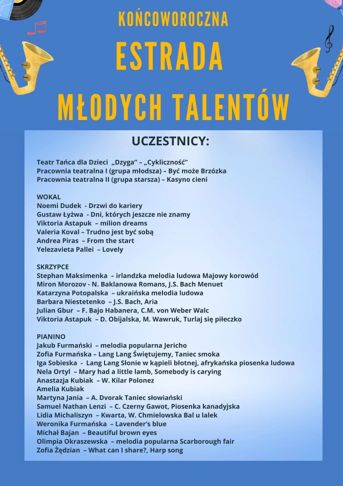Estrada Młodych Talentów-plakat z uczestnikami